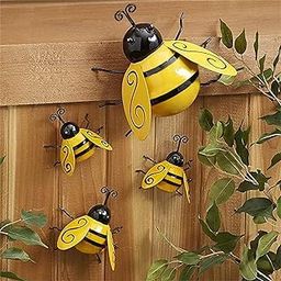 Pmeixcy Bee Garden Decorations, Metal Wall Art, Outdoor Decor for Patio, Backyard Decor, Fence Decor, Garden Wall Art, Balcony Decor, 9.5 cm x 10 cm x 4.5 cm-image-67