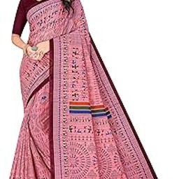 Women's Warli Printed Pure Cotton Mulmul Saree Without Blouse Piece(2509_Parent)-image-4