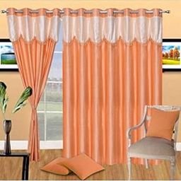 Home Garage Eyelet Long Door Polyester Curtains Set of 2 - (Orange 4x9)-6