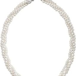 Silver Plated White Beads Studded Necklace Stylish Fashion Casual Jewellery for Women & Girls (PX9N56)|Mothers Day Gifts for Mom-image-99