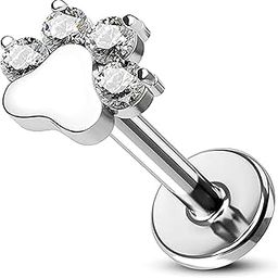 Helix Earrings for Women, Helix Earrings, Flat Back Stud Earrings, Cat Paw Stud Earrings, 0.47 * 0.3in, Tragus Earrings for Special Occasions-image-82