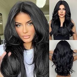 BLUSHIA Women Full Head Long Synthetic 24 Inch/Hair Wig/Natural Looking/Artificial Hair Stylish Wig for Women (Black)-image-73