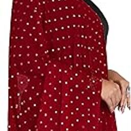 Chiffon Dupatta with Foil Star Print and Tassel Border-image-1