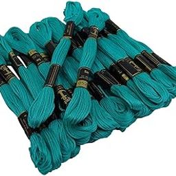 Sunshine Enterprise Cross Stich/Long Stich Embroidery Cotton Threads, 8 Mt Each Skeins,(Pack of 12) (Teal Green)-image-101