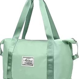 Travel Duffel Bag, Leather Sports Tote Gym Bag, Shoulder Weekender Overnight Bag for Women's (Green) 10 cms-image-53
