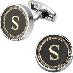 Cufflinks for Men Boys Cuff links Formal Stainless Steel Cufflink For Men Alphabet Letters S Birthday Gift Anniversary Husband Cuff Links Cufflinks Set Mens Boys Man Boy Valentine Gifts -M09-picture-54