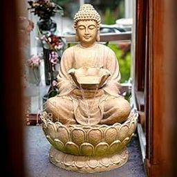 ‎SwarnNest Interiors Resin Buddha Statue Decorative Water Fountains for Outdoor Living Room, Office, Garden 4 Feet Large Buddha Fountain, Sitting Pose, Large Big Size (Design 1)-3