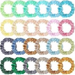 Belicia 12Pcs Satin Scrunchies, 12 Colors Comfortable Silk Hair Scrunchies Skinny Hair Ties Elastics Ponytail Holders for Women Girls Gifts(MULTICOLOR)-29