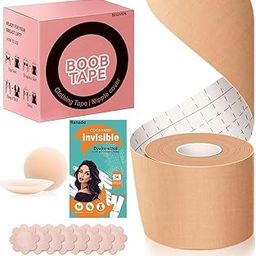 Boob Tape with 10 Nipple Pasties, 2 Silicone Nipple Cover & 36 Fashion Tape for Clothes | Multipurpose Body Tape | Breast Push Up & Lift Lingerie Tape Multicolour-picture-38