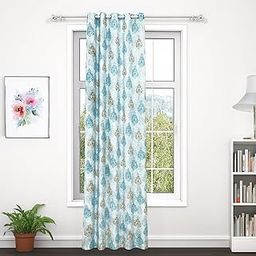 MollisHomes Door Curtains 7 feet Long Set of 1 | Motif Design | Polyester | Light Filtering | Curtain for Living Room | 118 x 215 cm, Mustard & Teal | Perfect for Home Decor-image-112