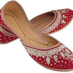 Women Freesia Velvet Gold Toned Genuine Soft Leather Embroidered Jutis | Bite and Pinch Free Jutti | Punjabi Formal Juttis | Girl's Wedding Flat Ladies Mojari | Formal Ethnic Juti |-image-92