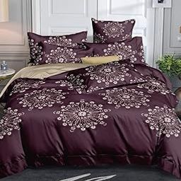 Laying Style™ Glace Cotton Reversible AC Comforter 90x100 inch/Duvet/Quilt/Blanket Set King Size Double Bed with 1 Fitted Bedsheet-72X78X8 inch and 2 Pillow Covers II 4 pc Bedding Set-7