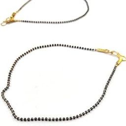 Stylish Anklet/Payal/Pajeb for women/girls stylish black beads with golden shinning pair of classic style payal/anklet gifted to Friendship/Vallentines day for girls and women.-picture-21