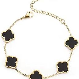 Gold Plated Elegant Charming Black Clover Adjustable Bracelet For Girls and Women BR1000059GLD-image-8