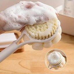 Body Back Scrubber Brush With Bristles and Loofah Shower Brush, Body Cleaner Exfoliating Scrubbers, Bath Massage Cleaning Brush With Long Handle, Double Sided Bath Brush (Pack Of 1)-image-19