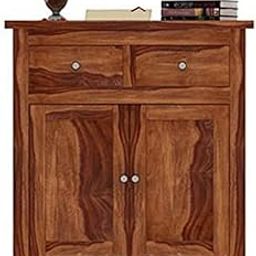 Solid Wood Sideboard Cabinet with 2 Drawers and 2 Doors Rustic Brown Finish Storage Cabinet for Dining Room, Living Room-image-62