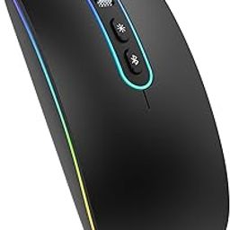 cimetech Dual Mode (BT 5.1+2.4G) Wireless Mouse for Laptop, 1200 DPI Portable Lightweight Rechargeable Mouse with LED Lights, Compatible with Mac OS/Windows/Chrome OS - Black-21
