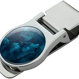 Wolf Howl Howling Blue Moon Wolves Satin Chrome Plated Metal Money Clip-49