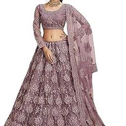 Women's Net Embroidered Semi-Stitched Lehenga Choli And Dupatta Set (Free Size)-picture-25