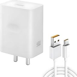 Original SUPERVOOC Dart 45W Power Adapter Compatible with Realme Supervooc Charger GT 7 Pro, GT 6,13, 13 Pro,13 Plus,13 Pro Plus, 12 Pro, 12X, Narzo 70, 70 Pro High-Speed (Adapter & Cable)-29