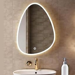 Alfa Design LED Irregular Wall Mirror - 24"x 17" LED Bathroom Mirror Dimmable Asymmetrical LED Mirror for Bathroom Bedroom Wall Mounted Mirror-image-44