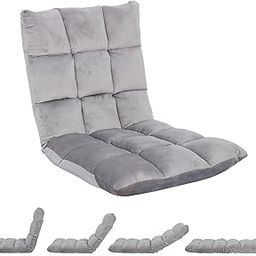Indoor Folding Floor Chair with Back Support 5 Position, Adjustable Lazy Sofa Chair Video Gaming Chair, Sleeper Bed, Couch Recliner, Meditation Chair for Gaming, Working, Relaxing-image-57