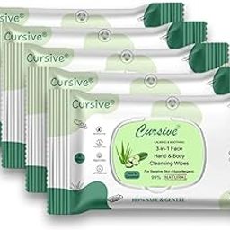 Cursive Refreshing Face Wipes Daily Cleansing Facial Wipes 25N Each - Pack of 4 | Wet Wipes for Face | with Aloe Cucumber & Vitamin E | Makeup Remover Wipes | Body wipes for women Men | Paraben & Alcohol Free | With Lid-3
