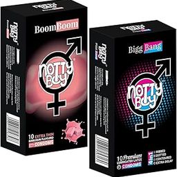 NOTTY BOY Variety Combo - 10 Pieces Pack Of 2 | 4-In-1 Multi Textured, Extra Time, Dotted, Ribbed, Contoured and Bubblegum Flavoured Thin Condom For Men-14