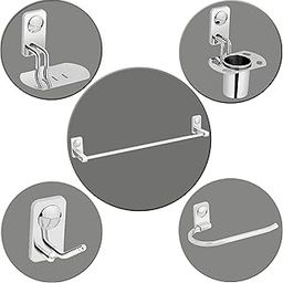 Plantex Stainless Steel Wall Mount Bath Accessories/Bathroom Hanger for Towel/Napkin Ring/Tumbler Holder/Soap Dish/Robe Hook (Chrome, Pack of 5)-image-51