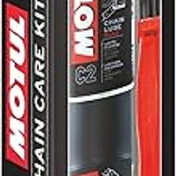 Motul Chain Care Kit- C1 Chain Clean 150ml + C2 Chain Lube 150 ml + Cleaning Brush + Microfiber Cloth-16