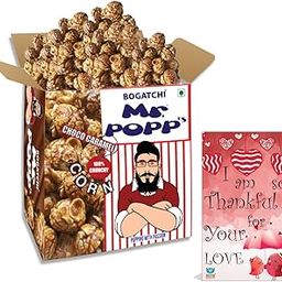 BOGATCHI Mr.POPP's Dark Chocolate Popcorn, 100% Crunchy HandCrafted Gourmet Popcorn Snacks | NO Microwave needed | Best Movie / TV Time Snack, Best Anniversary Gift, 375g + FREE Happy Anniversary Greeting Card-image-93