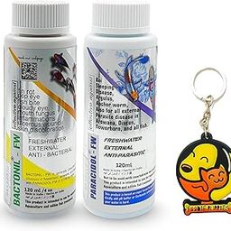 Foodie Puppies Aquatic Remedies 2 in 1 Aquarium Medicine Combo - (Bactonil & Paracidol - 120ml Each) | Anti-Bacterial Effective Fish Skin Treatment |Suitable for Fresh Water with Free Key Ring-14