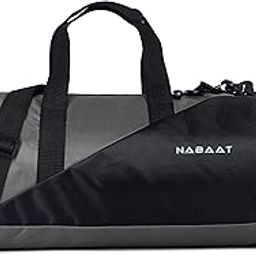 NABAAT Polyester Gym Bags for Men and Women Duffle Bag/Sports Bag/Shoulder Side Bag for Travel, Water Resistant with Shoe Compartment (Grey_Black, GMB-GRBK2)-image-35