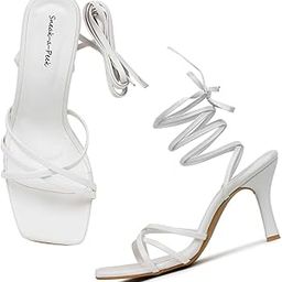 Strappy 3.5 Inch Heel Lace-Up Stilettos for Women, High Heel Sandals with Tie-up Straps-0
