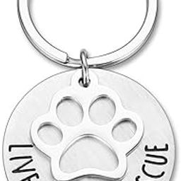 Dog Cat Lovers Keychain Gifts Live Love Rescue Animal Rescuer Pet Owner Parents Birthday Gift Ideas Cute Paw Print Jewelry Keychains for Women Men Boyfriend Girls-image-90