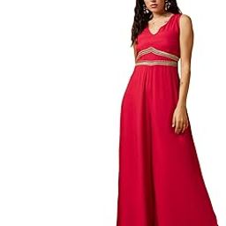 Women V' Neck Solid Flare Jumpsuit With Embellishment Jumpsuit For Women | DD-100-image-1