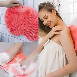 OMNEON 2 pcs Shower Back & Foot Massager| Silicone Wall-Mounted Bath Scrubber | Back & Foot Brush | Exfoliating Bathroom Massage Mat for Men & Women (Random Color: Pink/Blue)-20