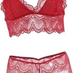Women Lace Bra Panty Thong Lingerie Set Sleepwear Wine Red M|Clothing, Shoes & Accessories | Womens Clothing | Sleep | Bras & Bra Sets-image-52