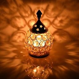 Collectible India Akhand Diya Diyas Decorative Brass Crystal Oil Lamp, Diwali Decoration Item - Lantern Oval Shape Diwali Gifts Home Decor Puja Lamp Tea Light Holder-image-39