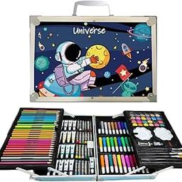 UOXOO 145-Piece Art Supplies Set for Kids, 2 Layers Drawing Supplies for Kids Boys Girls Ages 8 9 10 11 12, Portable Aluminum Case Art Kit, Great Gift for Teens Adult Beginner and Artists (blue space)-29