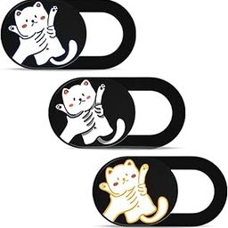 Cute Cat Webcam Cover Slide, Ultra-Thin Privacy Cover for Laptop, Tablet, Smartphone, Cat Lover Gifts, Cat Mom Gifts, Cat Themed Gifts for Women, Fun Camera Cover for Webcam Protection (3-Pack)-image-41