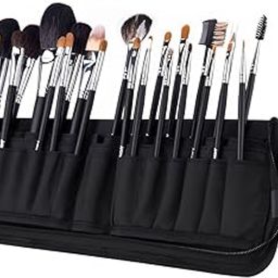 MAYCREATE® Makeup Brush Holder Bag Portable Travel Makeup Organizer Bag Foldable Zipper Cosmetic Makeup Brush Pouch Storage Case with 29 Elastic Pockets-70