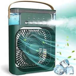 Elevea ( LIMITED STOCK WITH 15 YEARS WARRANTY ) Portable Air Conditioner Cooler, Mini Evaporative Cooler with 7 Colors LED Light, 1/2/3 H Timer, 3 Wind Speeds and 3 Spray Modes for Your Desk-Green-74