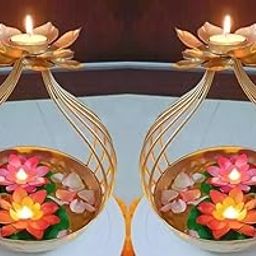 YABIE ARTS Diya Shape Flower 2 Decorative Urli Bowl for Home Handcrafted Bowl for Floating Flowers and Tea Light Candles Home,Office and Table Decor| Diwali Decoration Items for Home T-Light-image-68