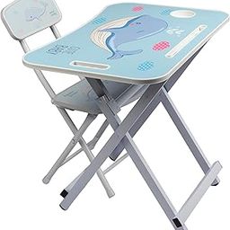 Kids Study Table and Chair Multipurpose Compact & Lightweight Portable Foldable Laptop Table with Cup Holder Study Activity Desk Set Sleek and modern design suitable for both boys and girls.-16