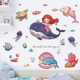 HEUREKA 3D Dolphin Whale Shark Underwater CreatureVinyl Kids Room Nursery Wall Sticker(70 CM X 50 CM)-image-10