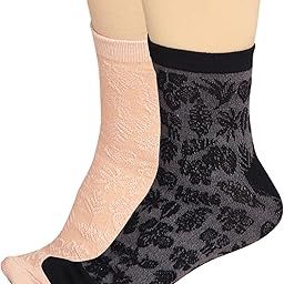 Lycra Plain Women's Assorted Ankle Length Socks Pack Of 2-image-63