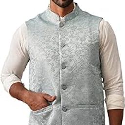 jompers Woven Design Nehru Jacket for Men-picture-17