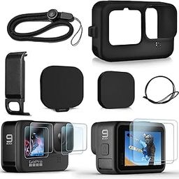 ADOFYS Mount Accessories Kit for GoPro Hero 12/11/10/9 Black, Includes Replacement Side Door+6PCS Tempered Glass Screen Lens Protector+Lens Cover Cap+Silicone Sleeve Case.-2