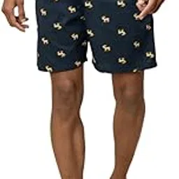 unibro Men 100% Combed Cotton Navy Blue Woven Printed Boxer Long Shorts -XL-picture-3